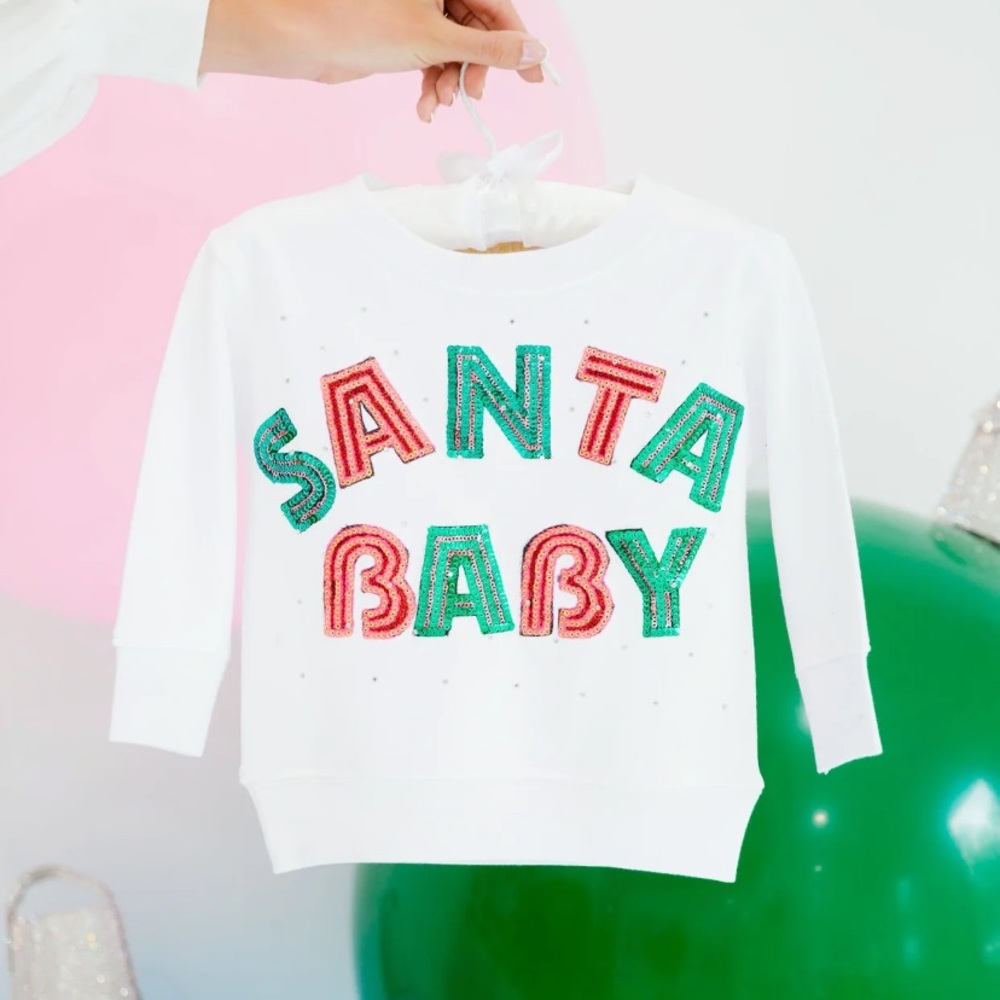 Judith March Patch Santa Baby sweatshirt for toddler girl